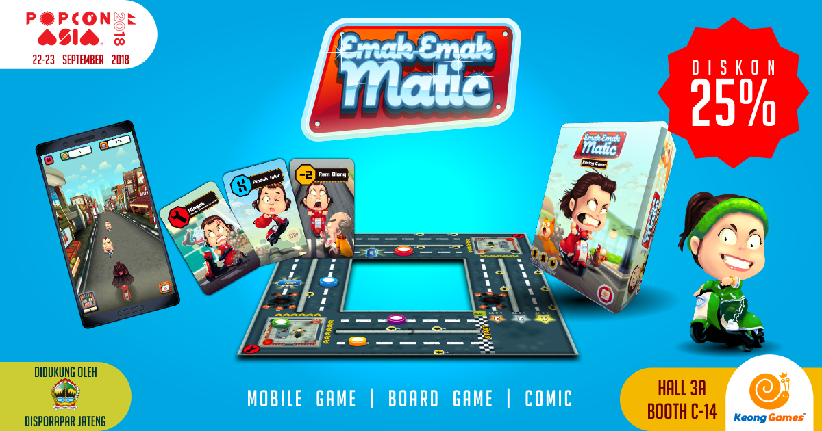 Diskon 25% Emak Matic Board Game di PopCon Asia 2018