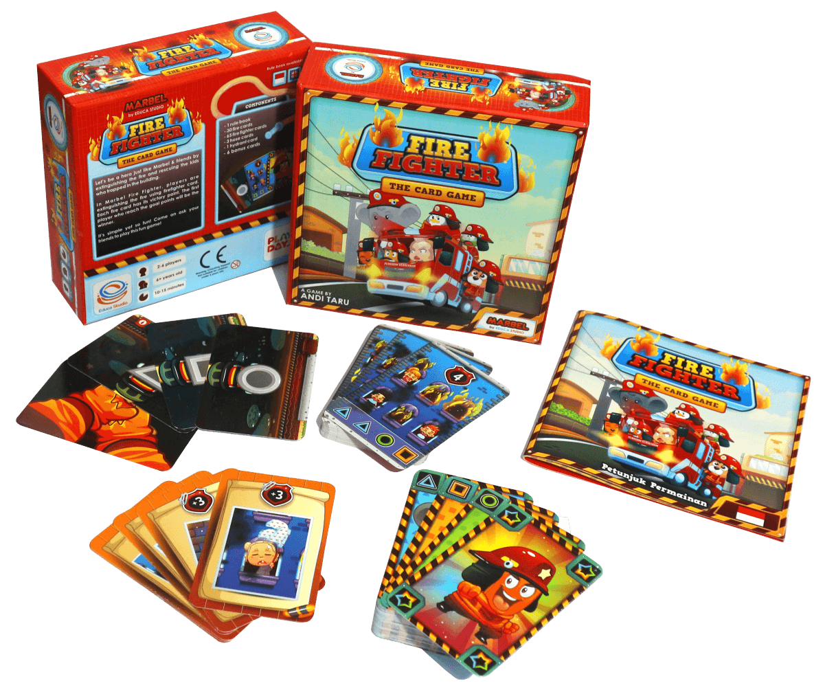 Foto : Komponen board game Marbel Fire Fighter